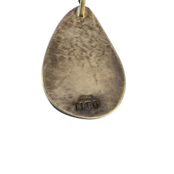 “Tito”Vintage Sterling Silver Brown Teardrop Agate Pendant - Picture 5 of 5